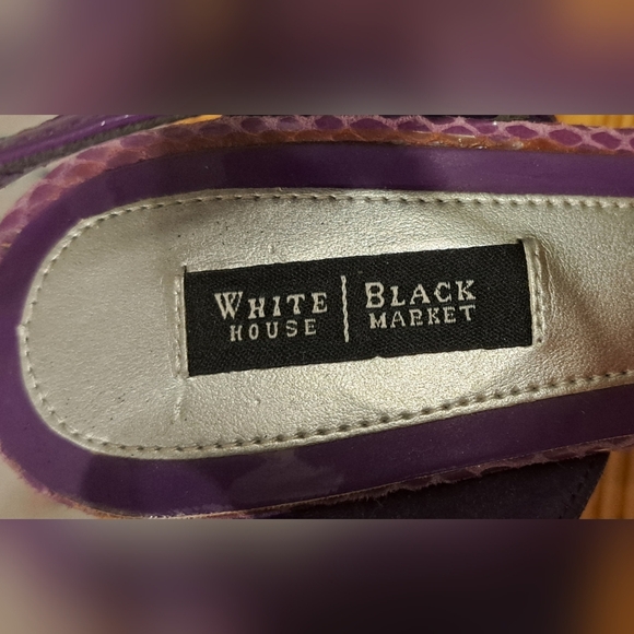 Y2K White House Black Market Purple Snake Leather Peep Toe Heel Pump Shoe SZ 6M - Picture 7 of 9